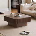 Table Basse Carrée avec Rangement, Table de Salon Centrale Moderne en Bois, Noyer