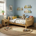 Lit plateforme en bois pleine grandeur pour enfants, lit en bois naturel bas