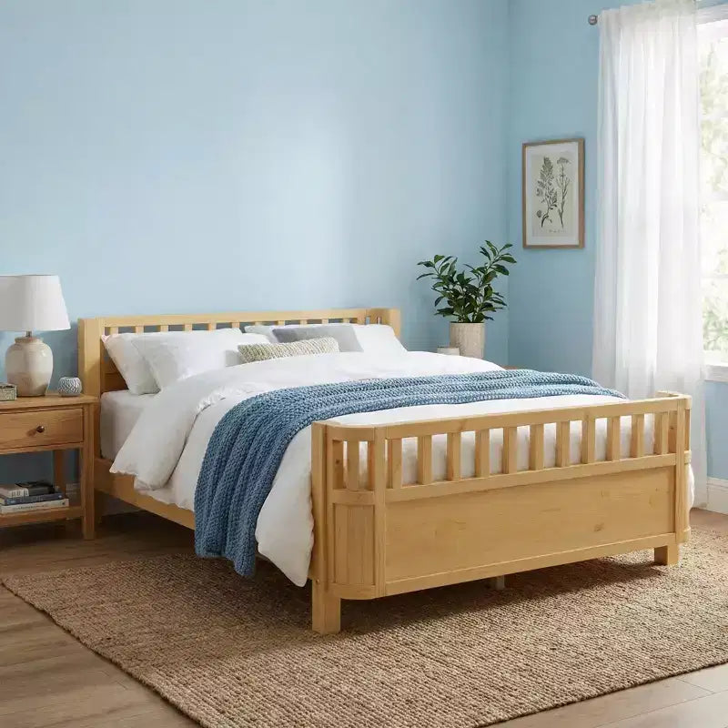 Lit plateforme en bois pleine grandeur pour enfants, lit en bois naturel bas
