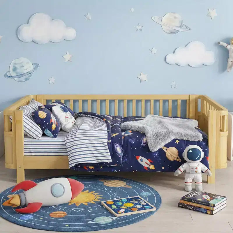 Lit plateforme en bois pleine grandeur pour enfants, lit en bois naturel bas