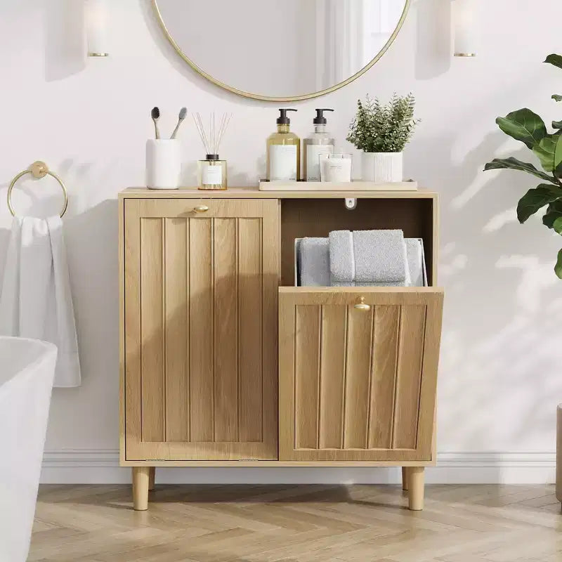 Meuble à linge en bois moderne 70 avec panier amovible