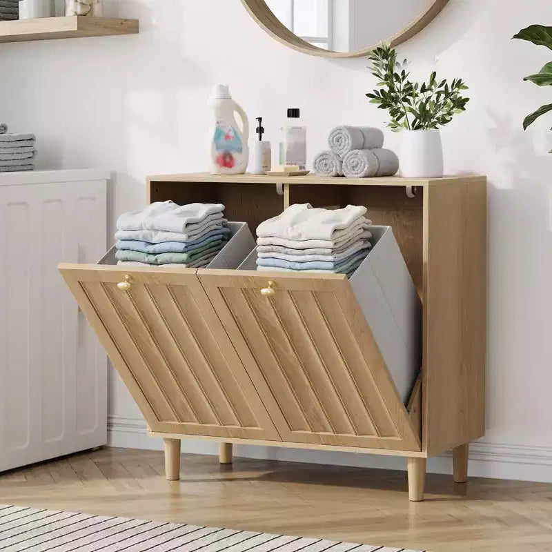 Meuble à linge en bois moderne 70 avec panier amovible