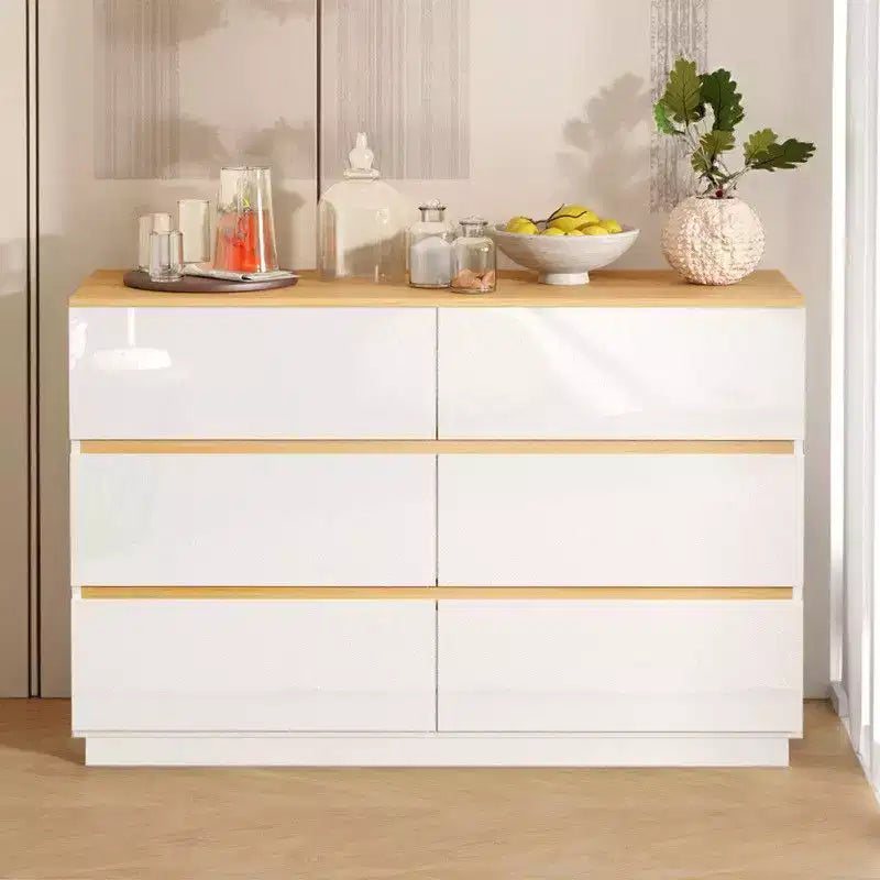 Commode de 47 pouces à six tiroirs et deux rangées de couleur contrastée