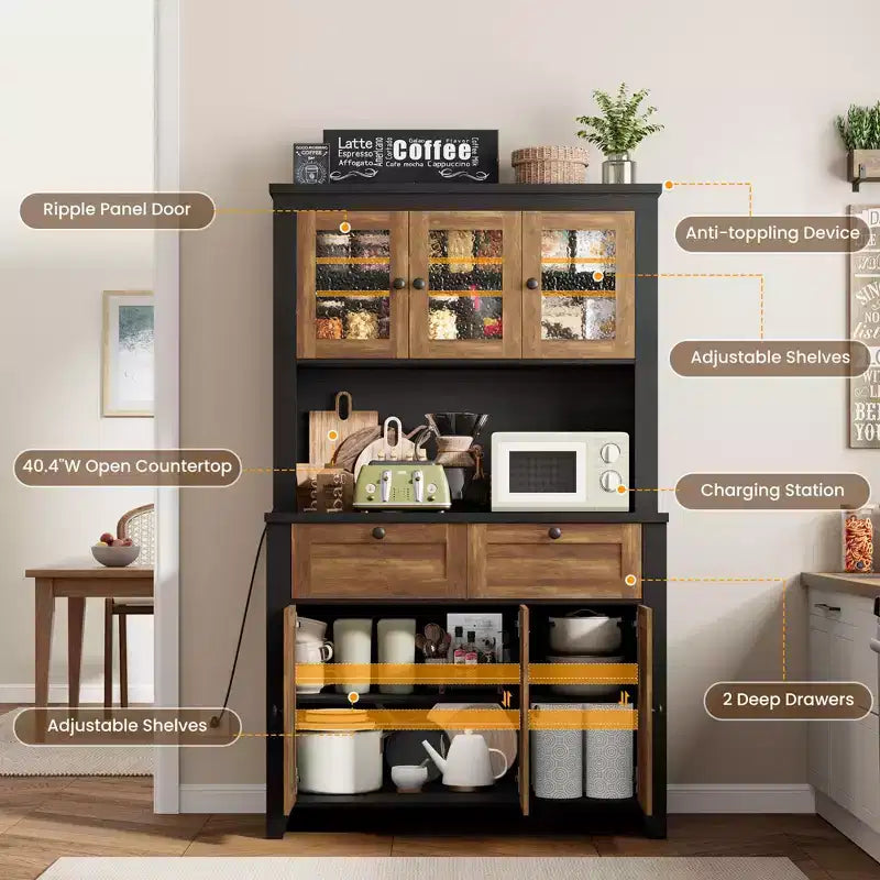 Meuble de rangement haut de cuisine avec station de recharge, Armoire de rangement de cuisine moderne