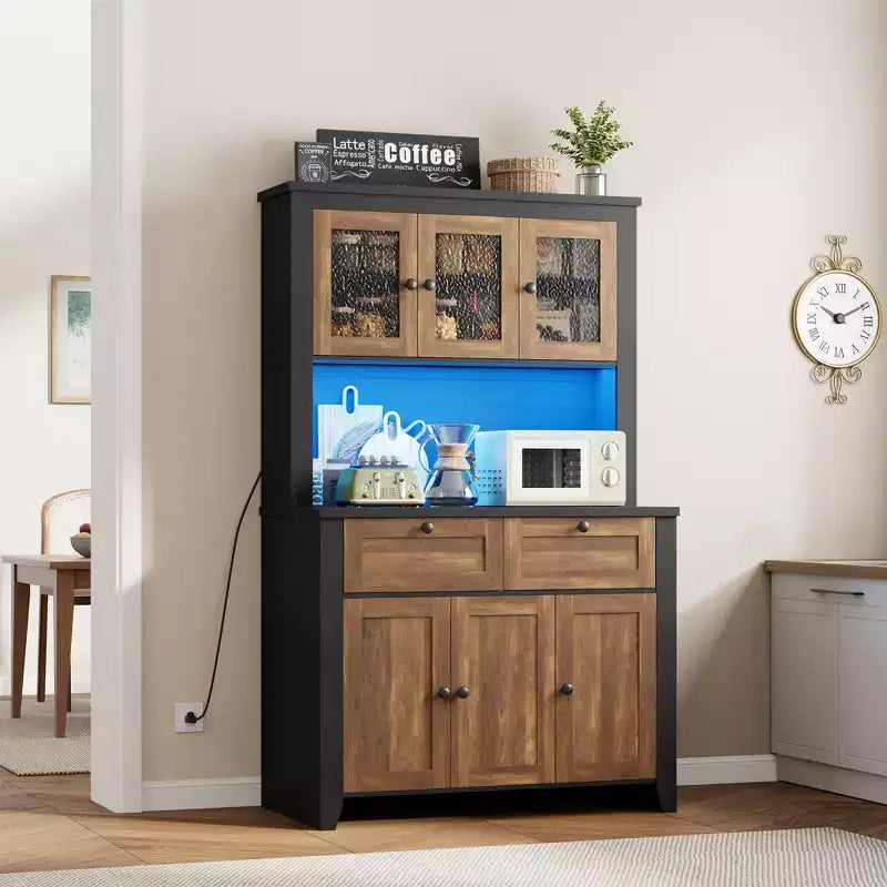 Meuble de rangement haut de cuisine avec station de recharge, Armoire de rangement de cuisine moderne