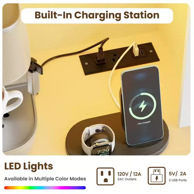 Meuble de rangement haut de cuisine avec station de recharge, Armoire de rangement de cuisine moderne