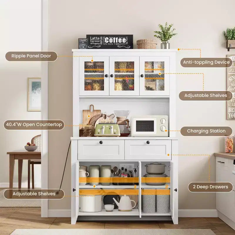 Meuble de rangement haut de cuisine avec station de recharge, Armoire de rangement de cuisine moderne
