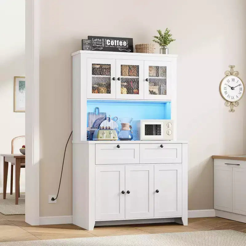 Meuble de rangement haut de cuisine avec station de recharge, Armoire de rangement de cuisine moderne