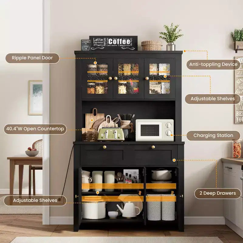 Meuble de rangement haut de cuisine avec station de recharge, Armoire de rangement de cuisine moderne