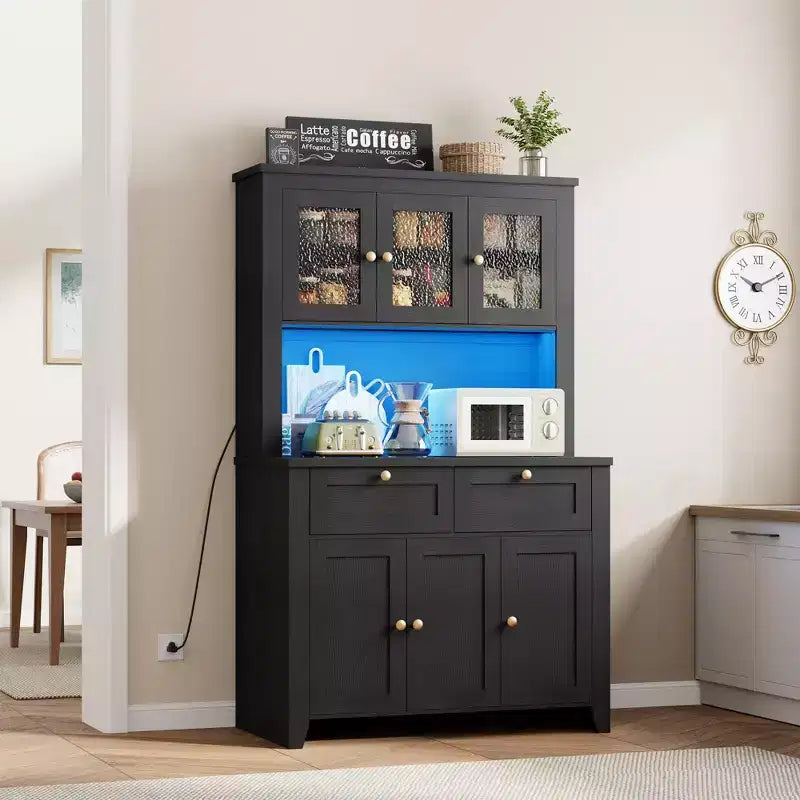 Meuble de rangement haut de cuisine avec station de recharge, Armoire de rangement de cuisine moderne