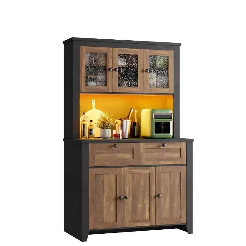 Meuble de rangement haut de cuisine avec station de recharge, Armoire de rangement de cuisine moderne