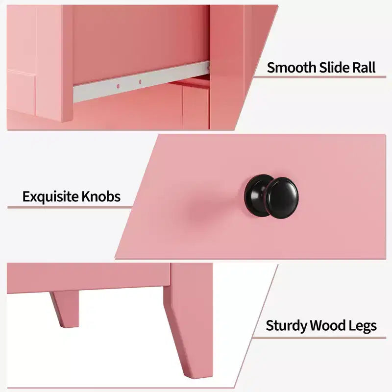 Commode de chambre à 5 tiroirs, chiffonnier haut moderne avec poignées métalliques