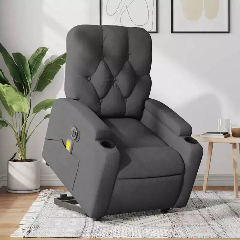 Fauteuil inclinable de massage relevable gris foncé