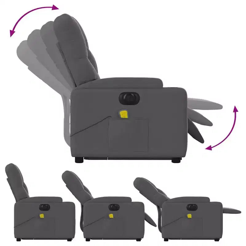 Fauteuil inclinable de massage relevable gris foncé