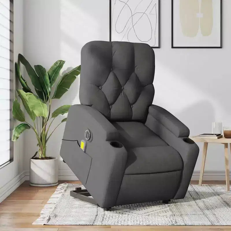 Fauteuil inclinable de massage relevable gris foncé