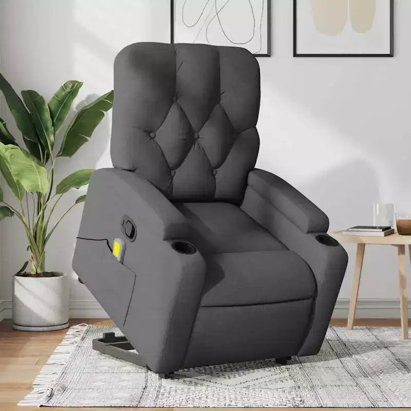 Fauteuil inclinable de massage relevable gris foncé