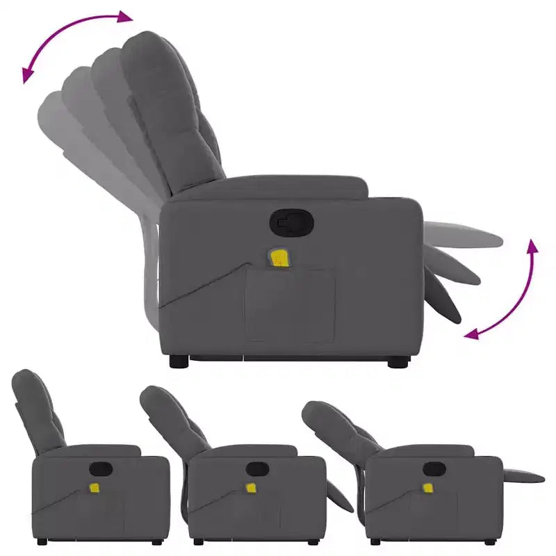 Fauteuil inclinable de massage relevable gris foncé