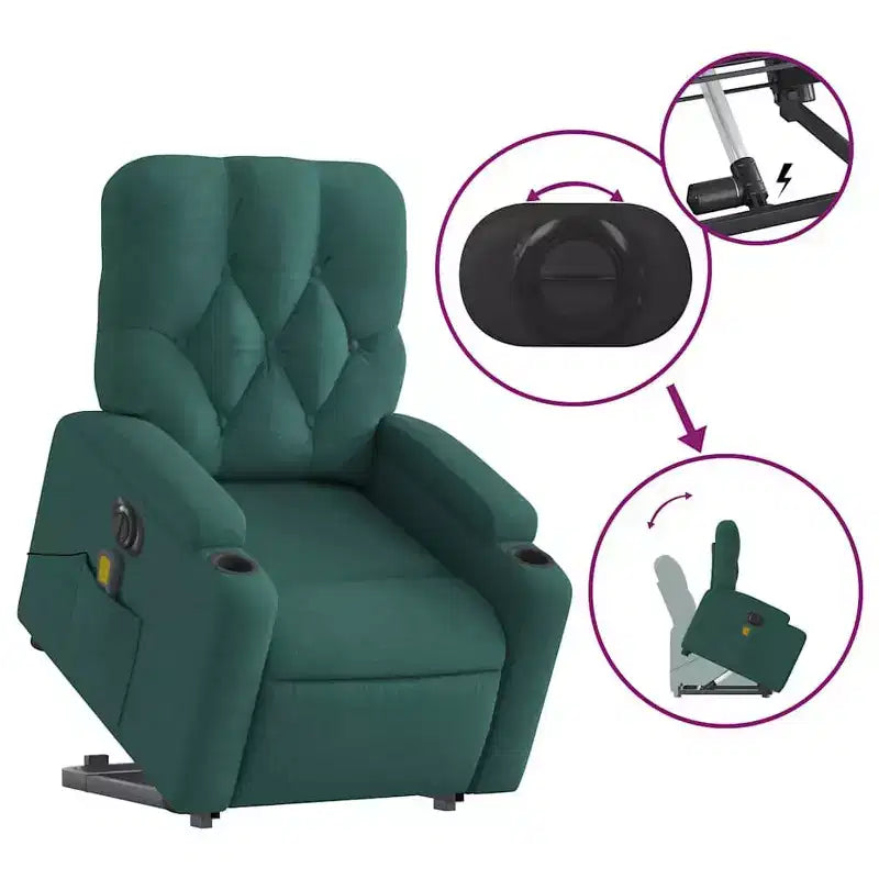 Fauteuil inclinable de massage relevable gris foncé