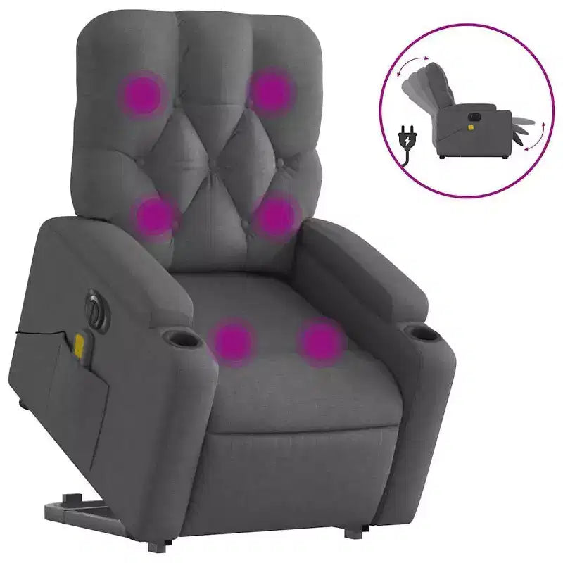 Fauteuil inclinable de massage relevable gris foncé