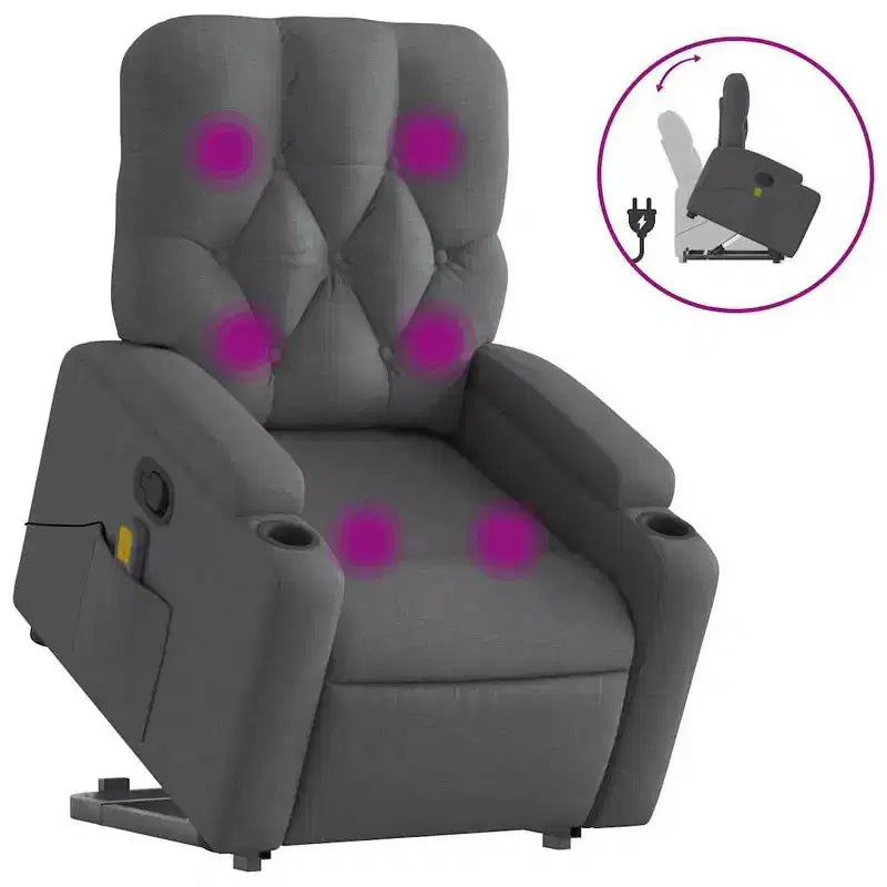 Fauteuil inclinable de massage relevable gris foncé