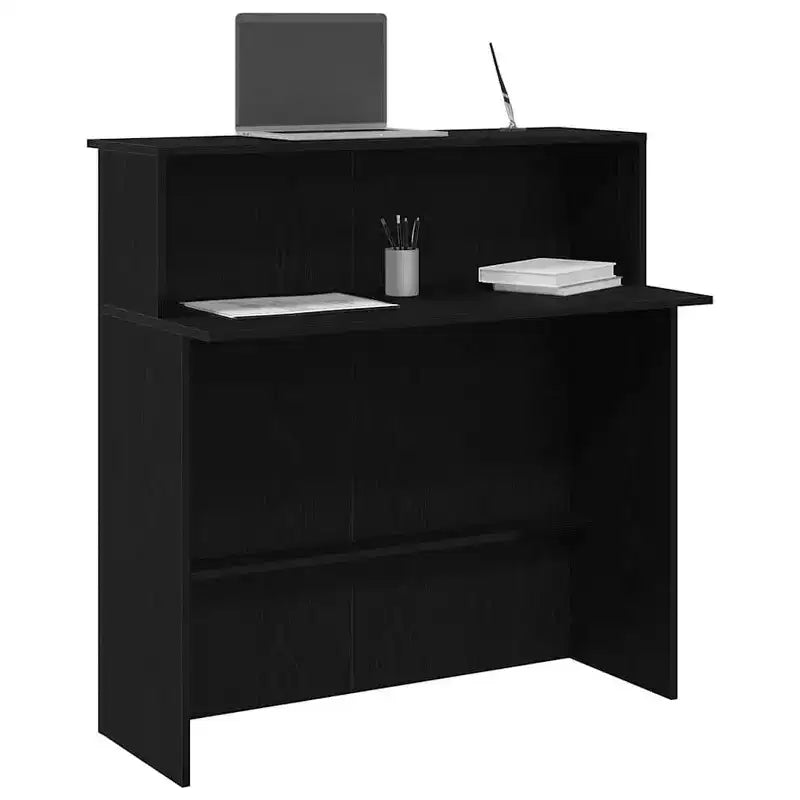 Bureau de réception noir 100x50x103,5 cm en bois d'ingénierie