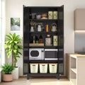 JVNOXK 71'' 2 Shapely Doors Cabinet, Metal Storage Cabinet with Doors and Adjustable Shelves, for Bedroom, Living Room, Kitchen,Black