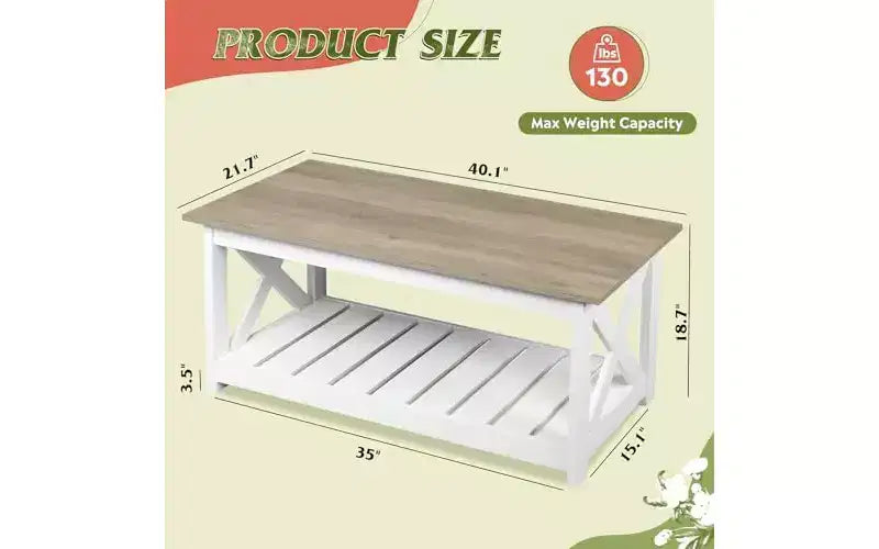 Table basse de ferme pour salon, table basse rustique 40.1