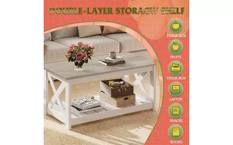 Table basse de ferme pour salon, table basse rustique 40.1