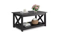DEXYLLO Farmhouse Coffee Table for Living Room, 40.1 Rustic Center Table with X-Frame Support & Storage Shelf