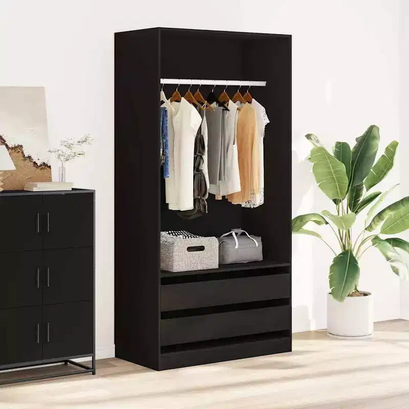 Armoire noire en bois composite compacte rectangulaire