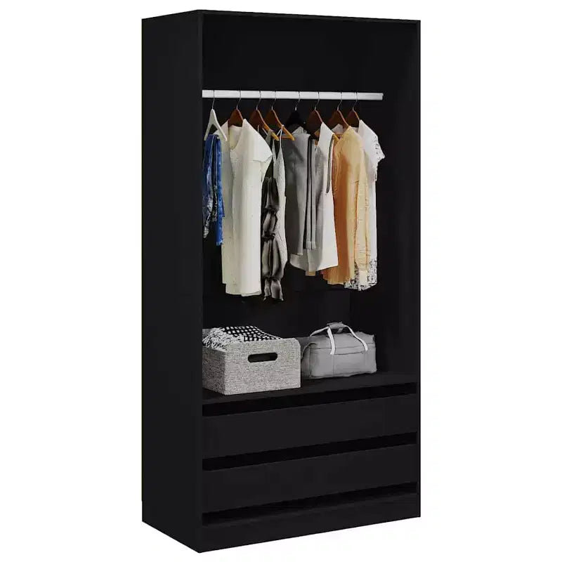 Armoire noire en bois composite compacte rectangulaire