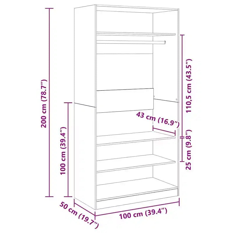 Armoire noire en bois composite compacte rectangulaire