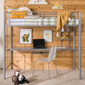 Middlebrook Abner Twin Metal Loft Bed with Desk - Silver