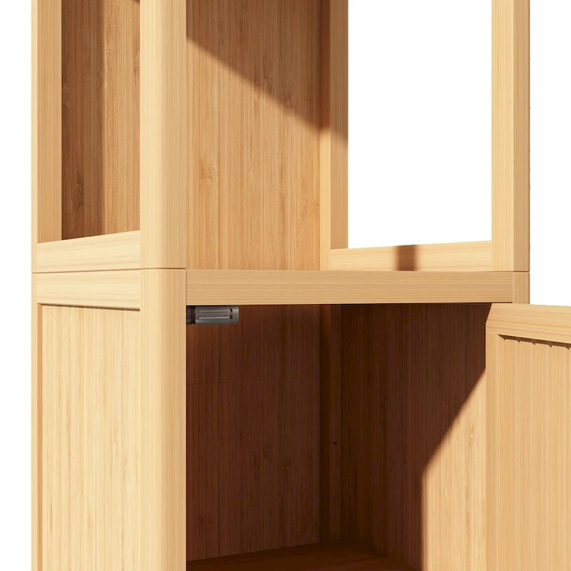 Storage Tall Slim Cabinet with Shutter Door and 3 Tier Shelves, Freestanding Linen Tower Cabinet