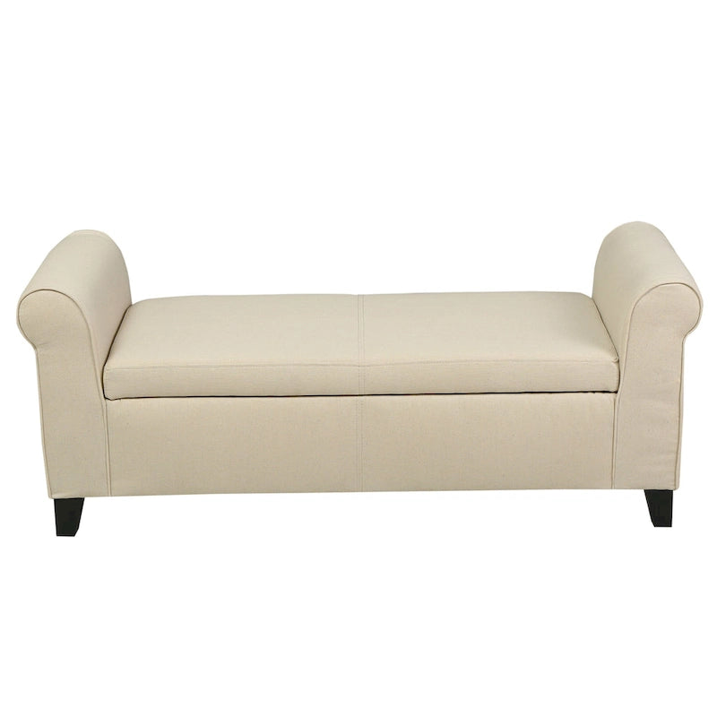 Danbury Armed Storage Bench with Birch Legs