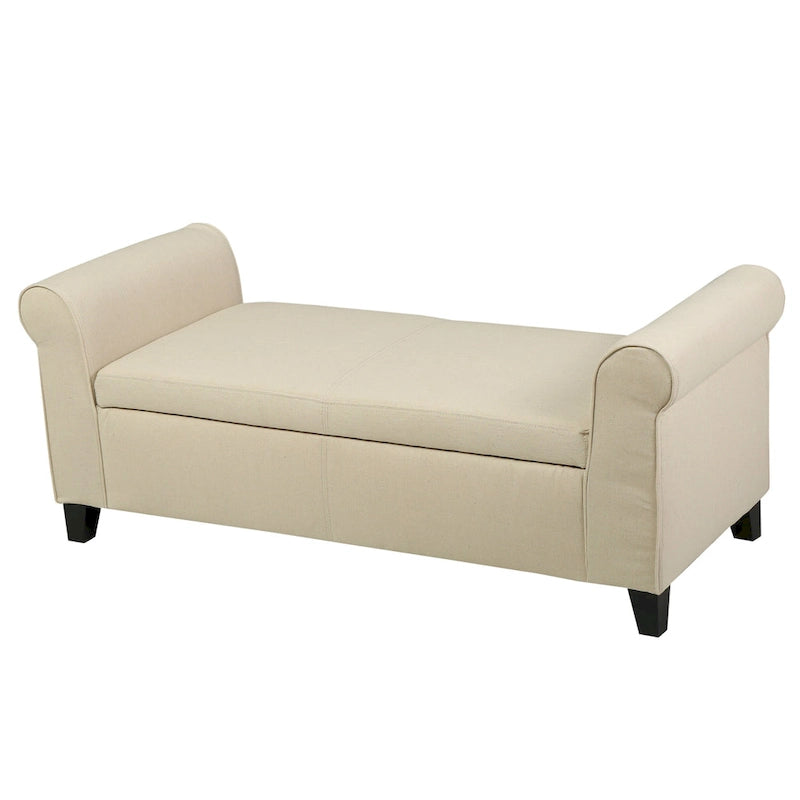 Danbury Armed Storage Bench with Birch Legs