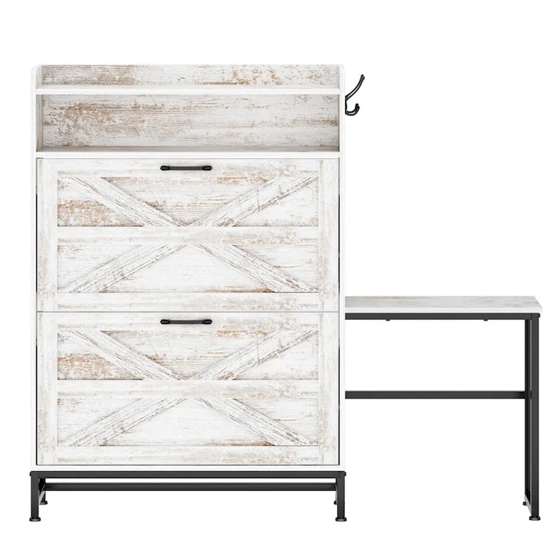 Shoe Cabinet, Entry Home Shoe Cabinet, Entrance Balcony Storage Cabinet, Large Capacity Shoe Rack, White