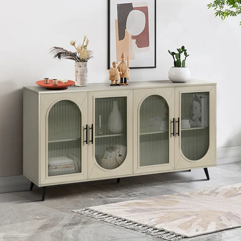 Wood TV Stand with Storage Cabinet