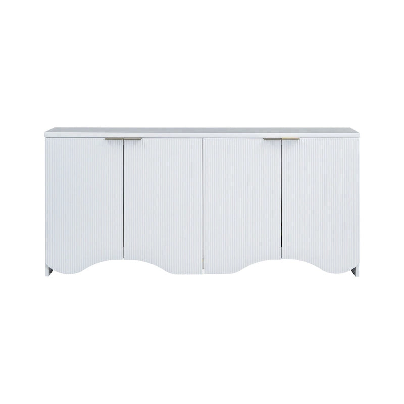 Vertical Stripes and Wavy Design of a Four-Door Cabinet Cabinet