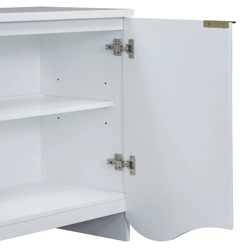 Vertical Stripes and Wavy Design of a Four-Door Cabinet Cabinet