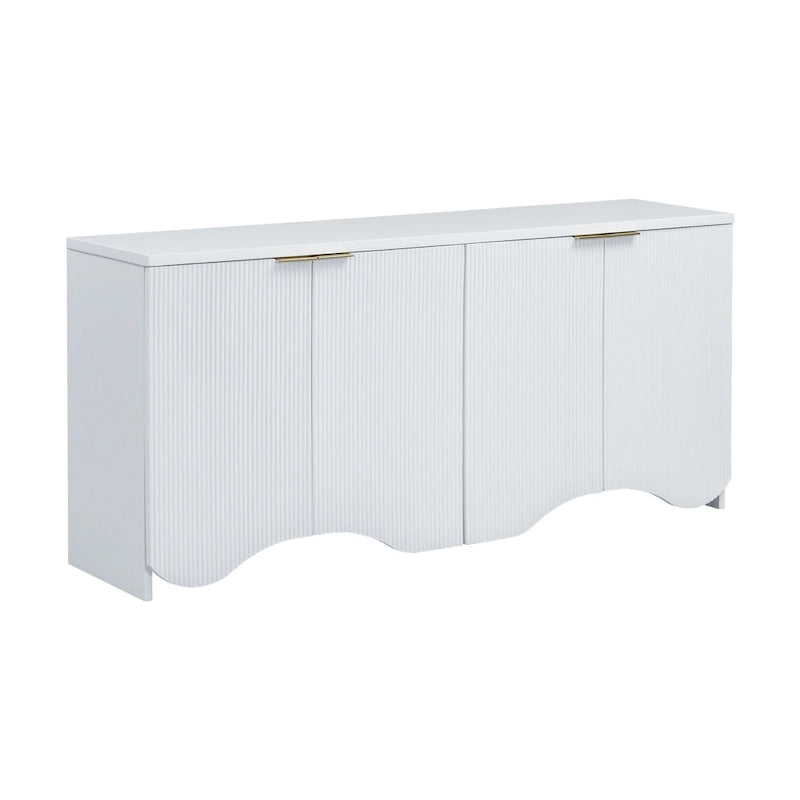Vertical Stripes and Wavy Design of a Four-Door Cabinet Cabinet