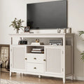 52.8 Rattan Sideboard, Boho Farmhouse Storage Cabinet with Adjustable Shelves, Accent Buffet Cabinet for Kitchen