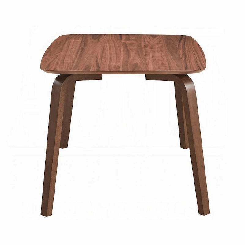 Kinni Dining Table, Walnut Brown Wood, Bent Legs, Rectangular 59 Inch