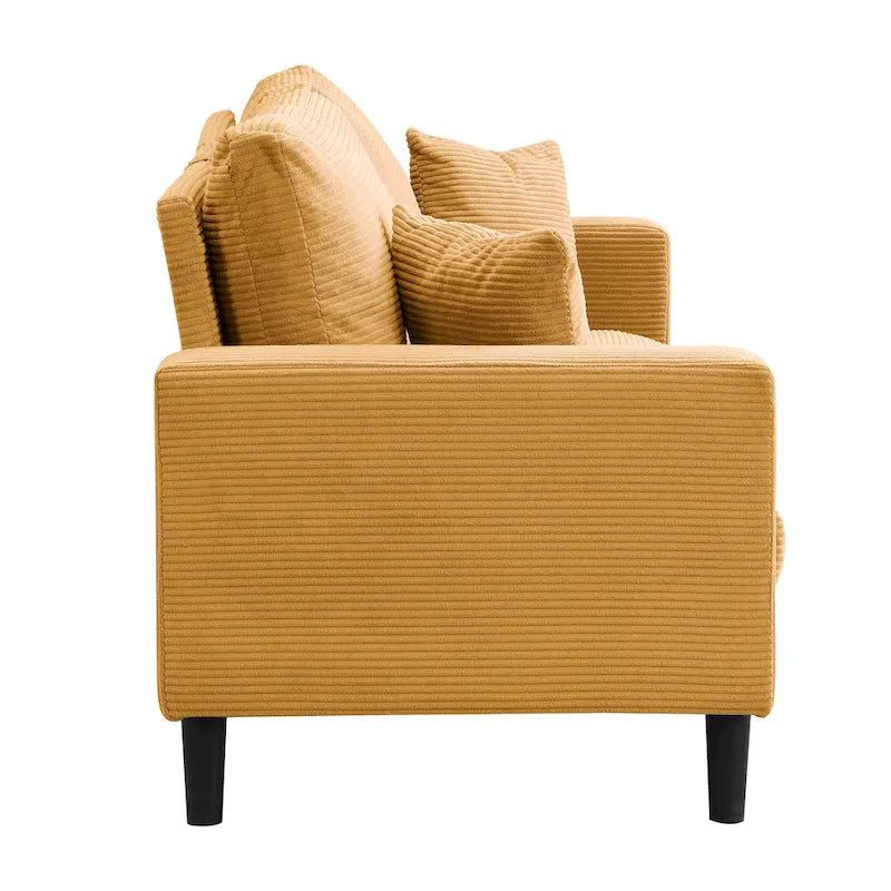 5-Seat Corduroy Sofa Set (3-Seater + 2-Seater) with High-Density Sponge Cushions & Sturdy Hardwood Frame