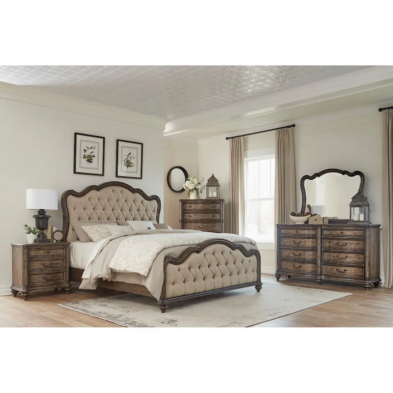 Nightstand of 3 Drawers Brown Oak Finish 1pc