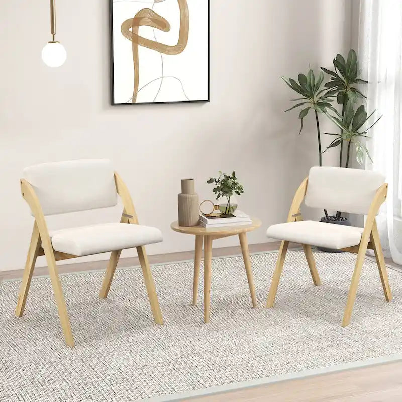 Gymax Set of 4 Dining Chairs Folding Kitchen Chair w/ Rubber Wood Legs