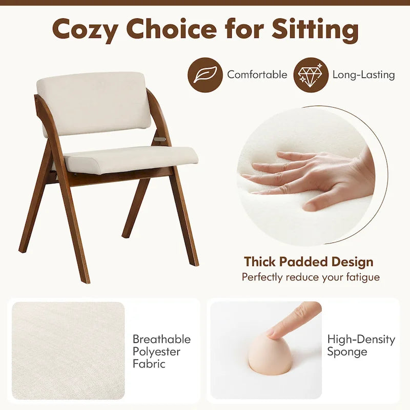 Gymax Set of 4 Dining Chairs Folding Kitchen Chair w/ Rubber Wood Legs