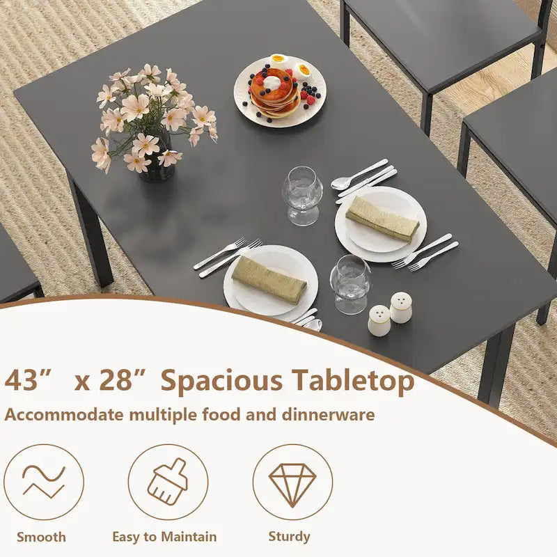 Costway 5 PCS Dining Table Set Industrial Style Kitchen Table & Chairs