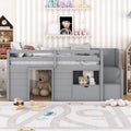 Twin Size Low Loft Bed with Drawer,Shelves and Under Bed Play Space