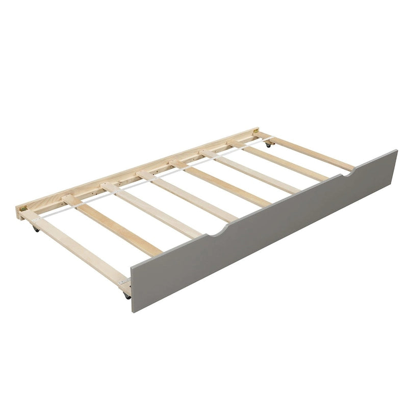 Grey Pine Wood Twin Size Daybed with Trundle and Slat Kit - Elegant Design